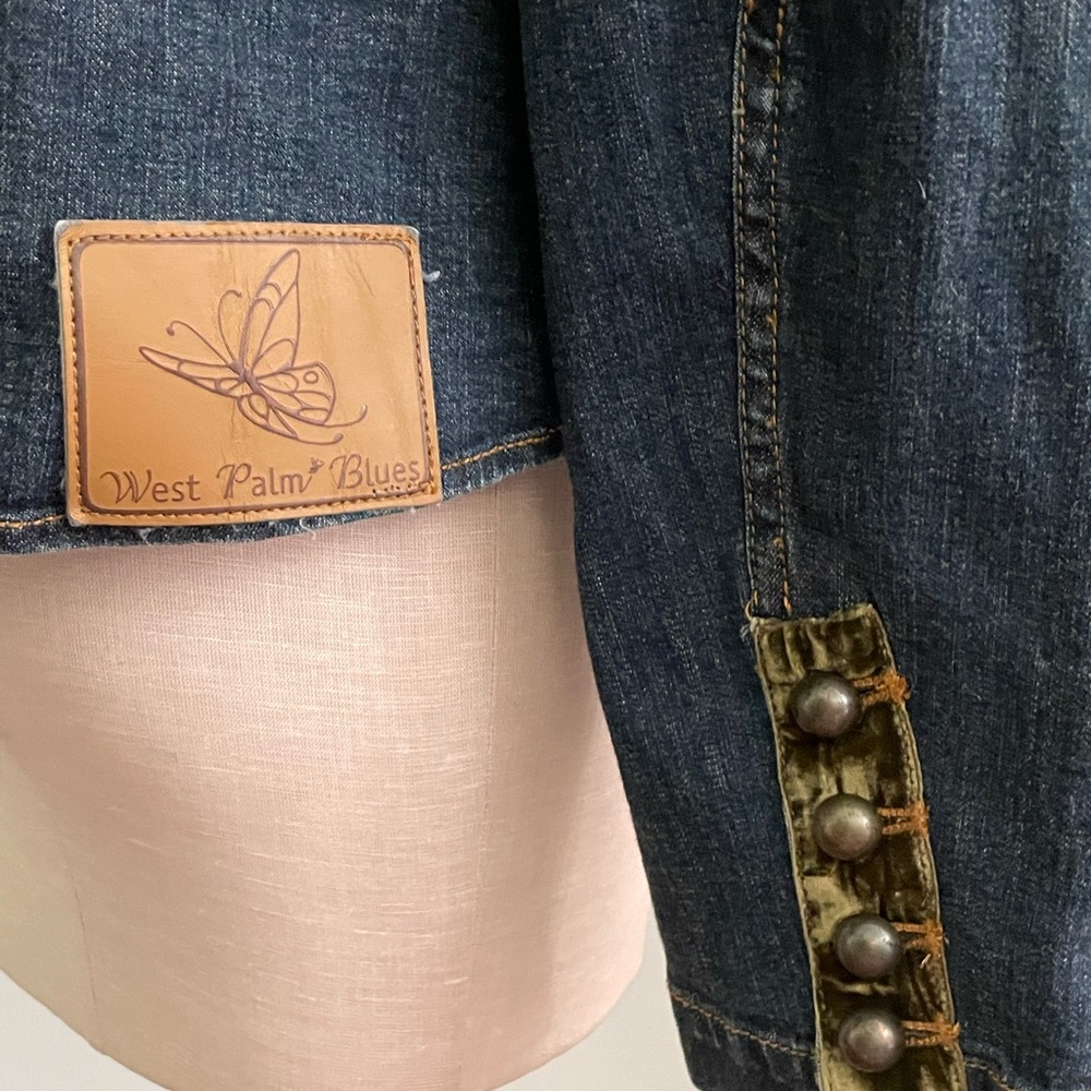 Denim jacket, embellished jean jacket, West Palm, velvet trim denim - Picture 5 of 8